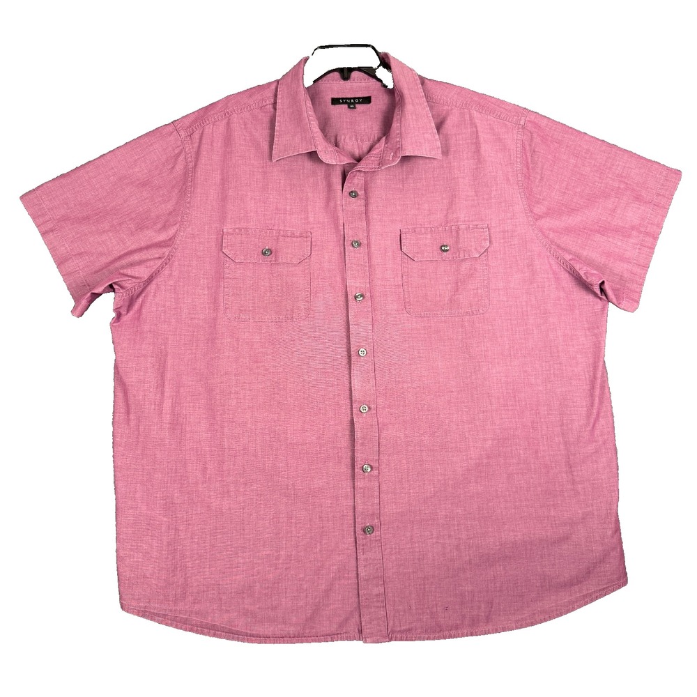 Mens Synrgy Light Maroon Button-Up Shirt With Pockets Sz 3XL